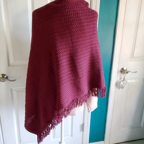 J. Jill Sweater Poncho Burgundy One Size - Picture 1 of 9